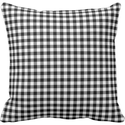 Throw Pillow Cover Colorful Check Black and White Gingham Checkered Decorative Pillow Case Home Decor Square 18 x 18 Inch Pillo