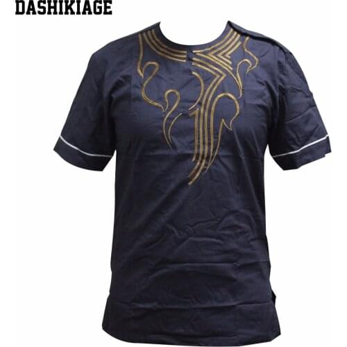Dashikiage Pan-African Hippie Boho Dashiki Gold Embroidered Shirt Traditional Nigerian Native Ankara Party T-shirt