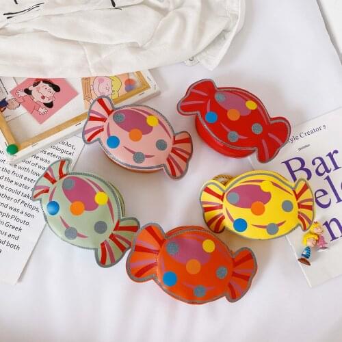 Sweet Candy Children Crossbody Bag PU Leather Cartoon Girls Shoulder Bag Wallet Kids Handbag Cute Princesse Purse Child Pouch