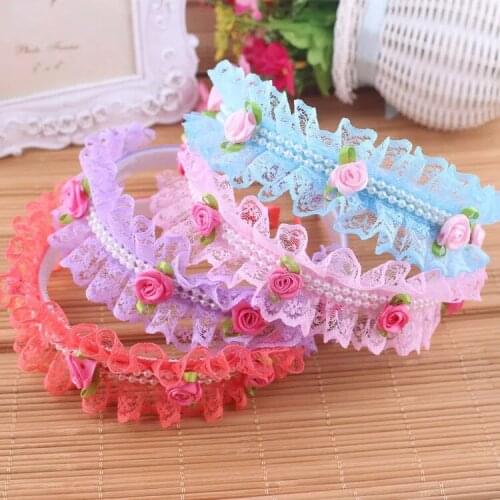 Hair Accessories for Girls Kids Elastic Flowers Designer Hairband Hairpins Wire for Head with Hoops 2021 Pink Blue Purple Red