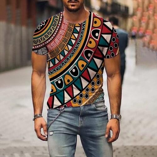 40# Bohemian 3d Printed Unisex T-shirts Geometric Men Spring Summer Casual Slim Short Sleeve T Shirt Top Harajuku Spliced Tunics