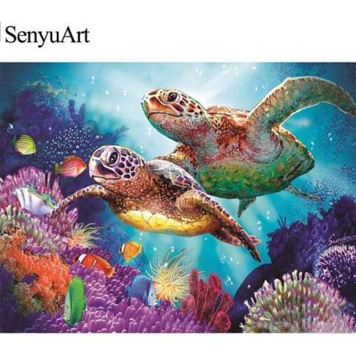 5D Diy Diamond Painting Full Round Mosaic Animal Pattern Turtles Picture Embroidery Wall Art Cross Stitch Kit Paiting Home Decor