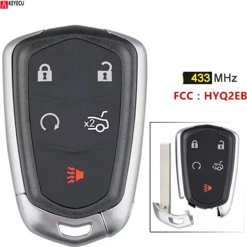 KEYECU Replacement Keyless Entry Smart Remote Key Fob 433MHz 5 Button for 2016 2017 2018 2019 2020 Cadillac XT4 XT5 XTS HYQ2EB
