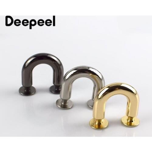 10/20pcs 9mm Metal Buckles Fashion U Rings Bags Arch Bridge With Screw Connector Hanger For Bag Belts Strap DIY Leather Crafts