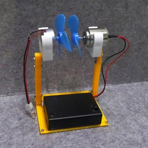 Simulated wind power small system Small micro wind turbine Wind power experiment making small model motor fan leaf LED