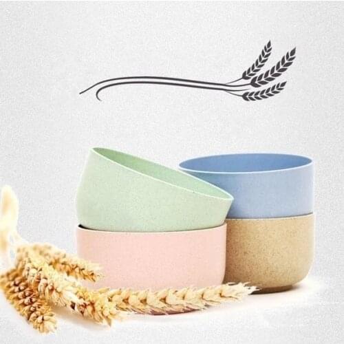 4pcs/set Bowl Wheat Straw Environmental Bowl Household Rice Salad Noodle Eco Friendly Tableware Reusable For Home Kitchen Dishes