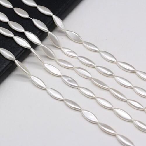 Natural White Horse Eye Shape Shell Isolation Beads DIY for Necklace Bracelet Accessories Jewelry Making Women Gifts Size 8x20mm