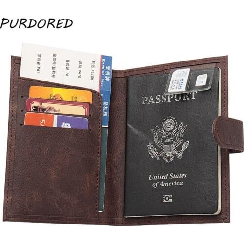 PURDORED 1 Pc Solid Color Travel Passport Cover Women Men Travel Credit Card Holder Travel ID&Document Passport Holder Card Case