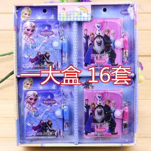16pcs Disney Princess Korean Creative Cartoon Notebook Portable Button Diary with Ballpoint Pen Set Notepad Office Study Gift
