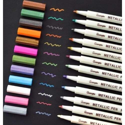 Metallic Color Mark Pen For Ceramics Wood Glass CD Fabric Black Paper Painting Drawing Permanent Marker School Office Stationery