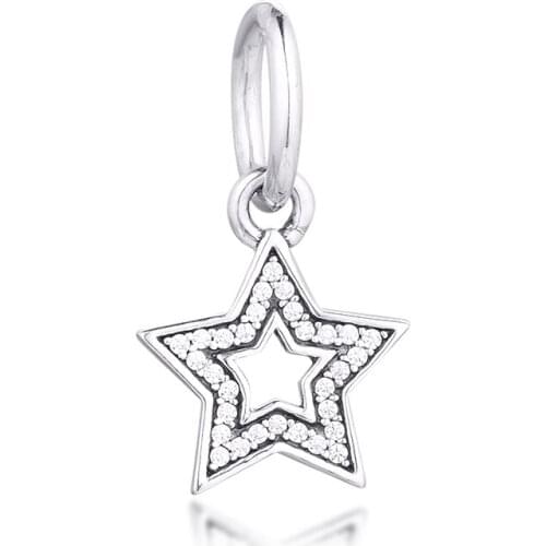 Charms 925 Silver Original Fit Pandora Bracelets Sterling Silver Star Dangle Charm Beads for diy Women Jewelry