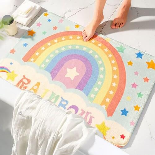 Rainbow Door Mat Cartoon Cute Animal Non-slip Carpet Soft Mat Cute Home Bathroom Balcony Doorway Hallway Absorbent Mat