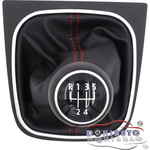 Shift Knob Leather Red Line Manual Transmission MT Gear Shift Knob Cover For VW Golf 6 MK6 Jetta 5 MK5 1KD 711 113 A