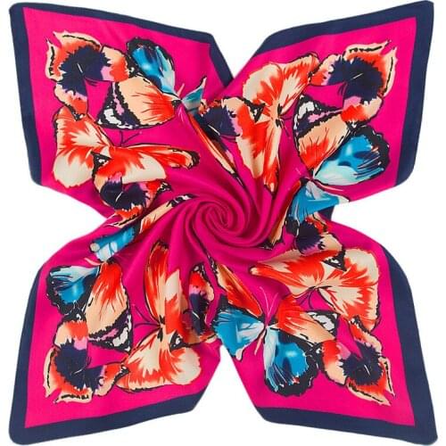 60*60cm Luxury Brand Women Twill Silk Scarf Butterfly Pattern Headband Print Scarf New Fashion Small Square Scarves ML20