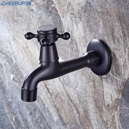 Bathroom WC Basin Faucet Antique Brass Bibcock Outdoor Garden Wash Taps Wall Mount Washing Machine Faucets Black Luxury Torneira