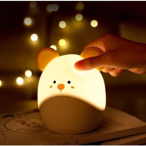 Led Lamp Night Light Cute Cartoon Animal for Baby Children Mom Room Night Lamp Sleep Feed Gift USB Charging Silicone Soft Light