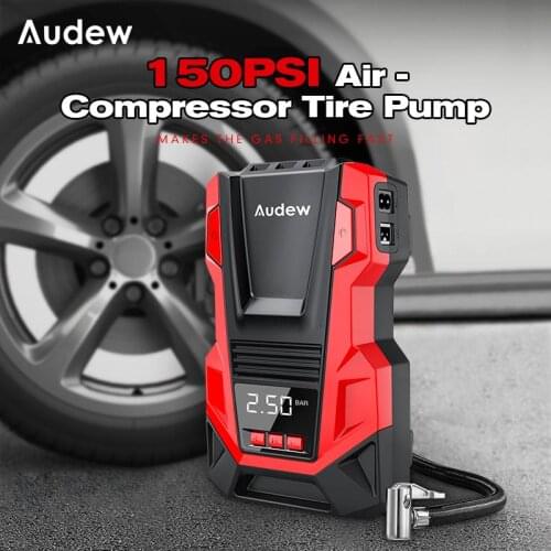 Audew 150PSI Air Compressor Tire Pump Portable Charger Built-In Motor For Automotive Motorcycle Bicycle Electric Tyre Pump
