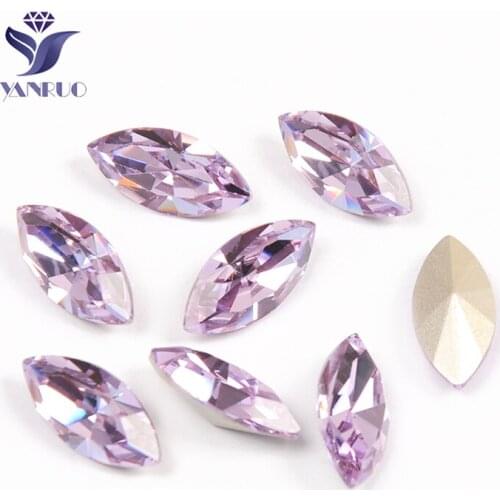 YANRUO 4200 Navette Violet Fancy Sewn Crystal Sewing Strass K9 Crystal Claws Strass For Rhinestones Clothes