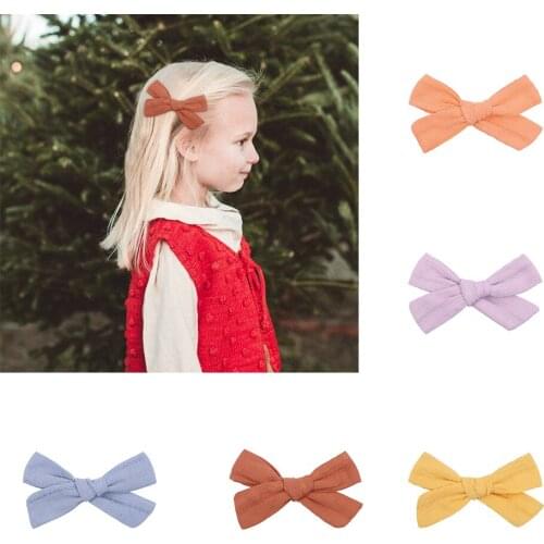 Korean Sweet Solid Color Bows Hair Clip For Kids Girls Boutique Handmade Hairpins Barrettes Headwear Hair Accessories