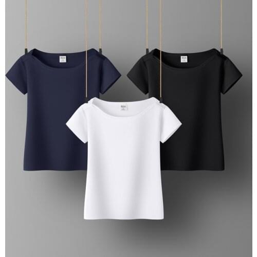 Cotton Women T-shirt O-neck Short Sleeve women shirt All match Lady Top Black White Gray Yellow Shir