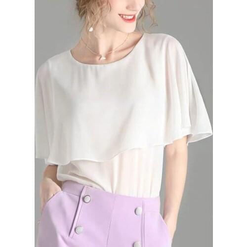 Plus size women Summer chifon blouse M-8XL England style women elegant Lotus leaf batwing sleeve shirt,big size office lad tops