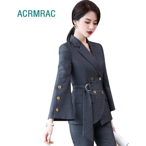 Women suits spring stripe blazers pants Office Lady Formal Work clothes women pants suits woman set suits 2028