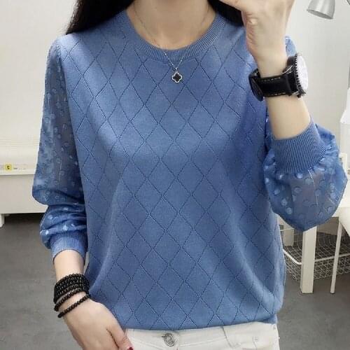 Spring and Autumn Knitwear Womens Large Size Loose Pullover Sweater Autumn New Style Hollow All-match Base Shirt Top Women