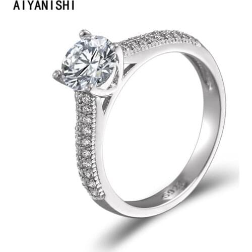 AIYANISHI Vintage925 Sterling Silver Wedding Band Rings Party Finger Rings for Women Silver Engagement Bridal Rings Jewelry Gift