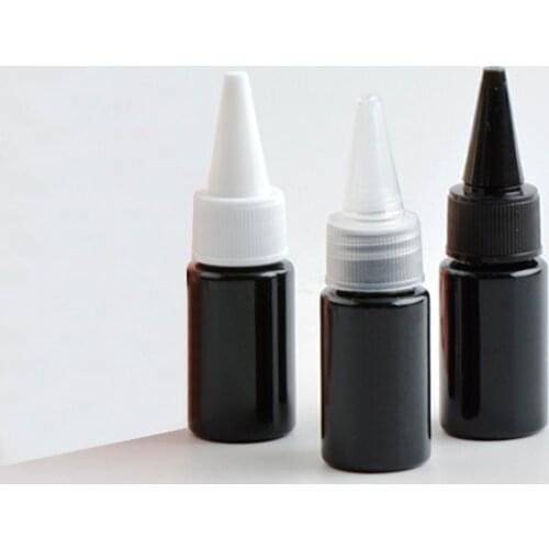 200pcs 10ml Black Empty Plastic Bottle With Pointed Mouth Cap Refillable Travel Bottle PET Shampoo liquid soap Containers