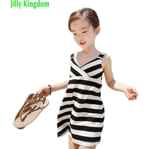 2019 Girl Striped Summer Dress Fashion Little Girl Backless Dresses Girls Sleeveless Beach Dress Kids Vest Sundress JillyKingdom