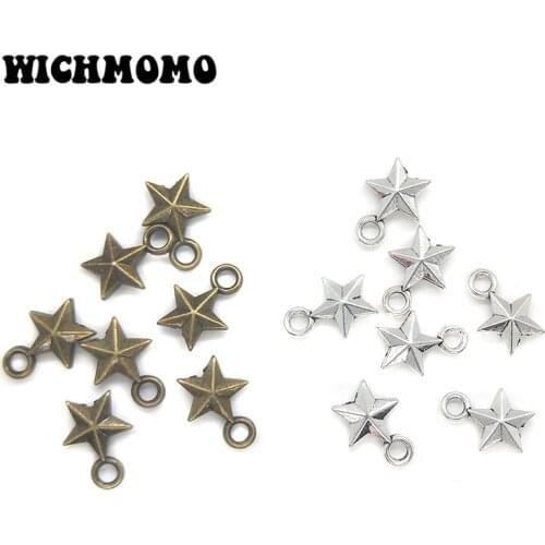 2019 New Fashion 50pieces/bag 11*8mm Zinc Alloy Star Charms Pendants DIY Necklaces Bracelets Jewelry Accessories
