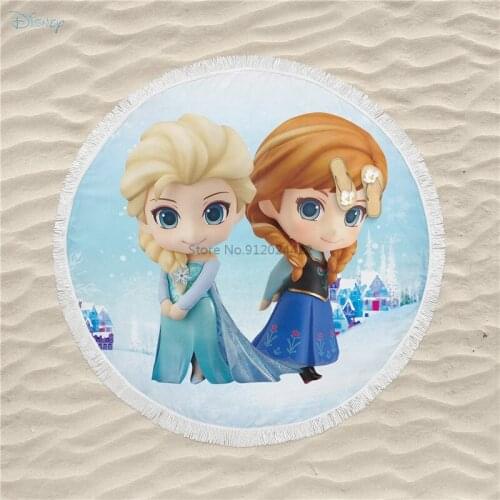 3d Frozen Anna Elsa Printed Beach Towel with Tassel Microfiber Large Bath Towel Summer Yoga Mat Throw Blanket Toalha De Praia