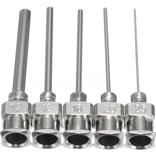 5Pcs Gauge Blunt Stainless Dispensing Syringe Needle Tip 12/16/18/20/25/38G