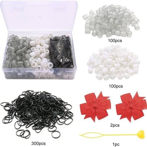 502Pcs/set black white gray color acrylic tube beads dreadlock hair rings for kids girls women hair styling tool Accessories