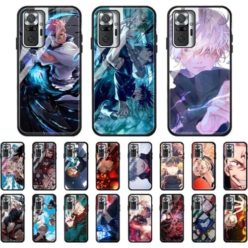 Tempered Glass Case For Xiaomi Redmi Note 10 9 8 Pro Case Funda Redmi Note10 Note9 Pro Max 8T 9S 10S Jujutsu Kaisen Case Covers