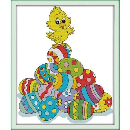Dreampattern The chicken and Easter eggs cross stitch kit DIY embroidery set handmade needlework cross-stitching DMC color