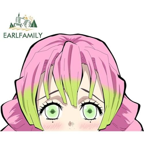 EARLFAMILY 13cm x 9.1m for Demon Slayer Peeker Car Stickers Cute Waterproof Decals Window Trunk Motorcycle Car Assessoires