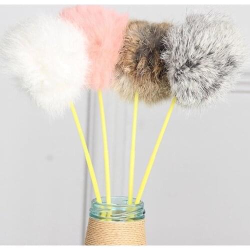 Cat Toy Pet Interactive Funny Cats Soft Artificial Fur Cat Teaser Pet Stick Toy Cat Teaser Toys for Cats Kitten Pet Supplies
