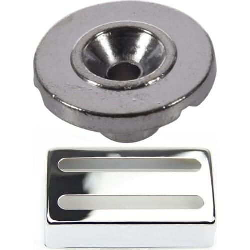 2Pcs Round Bass Guitar String Retainer Tree,Chrome & 1Pcs Humbucker Pickup Cover Two-Line for Electric Guitar Silver