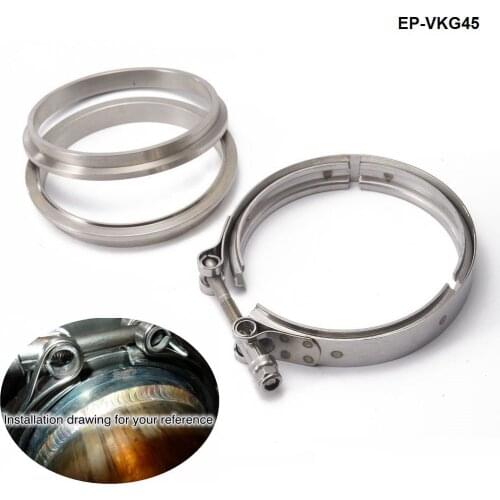 4.5" V-Band Pipe Clamp Kit Turbo Exhaust Piping Flange Stainless Steel 304 Kit Racing Car Sport TK-VKG45