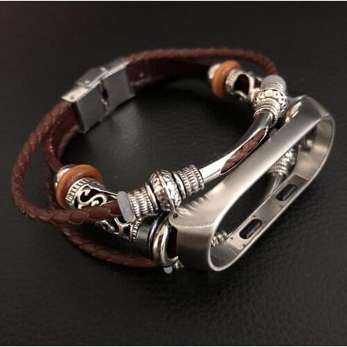 For Mi Band 3 Bracelet Leather Strap for Xiaomi Mi Band 3 Metal Case Wrist Strap Bracelet Wristband for Mi Band 3 Accessories