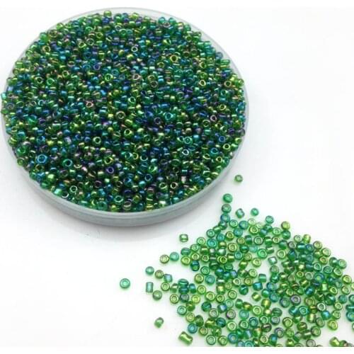 16g 1000X 2mm 12/0 AB Green Color Round Transparent Loose Spacer Beads Cezch Glass Seed Beads Handmade Jewelry DIY Garment Bead