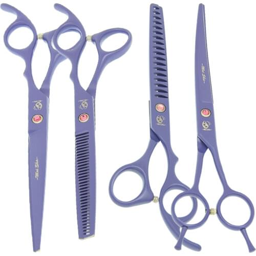 7.0" Dogs Hair Scissors Grooming Kit Pets Thinning Shears Japan 440C Animal Hairdressing Straight Curved Cutting Tesouras B0040A