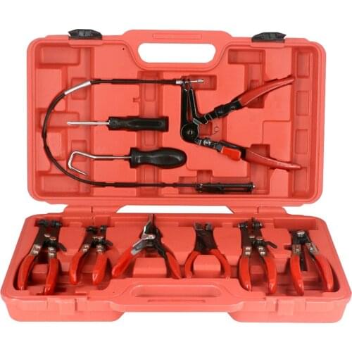 9Pcs Hose Clamp Ring Plier Clip Set Automobile Water Ppipe Removal Pliers Flexible Cable Plier Swivel Jaw Tool Remover