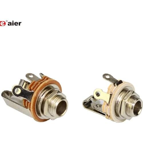 5PCS 6.35mm Stereo Mono Guitar Input Phone Jack Nickel With Switched For Audio Female Connector