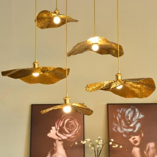 Nordic Metal Pendant Lamp Home Indoor Modern LED Pendant Light For Dinning Room/Kitchen/Study Room Art Decor Lotus Leaf Lamps