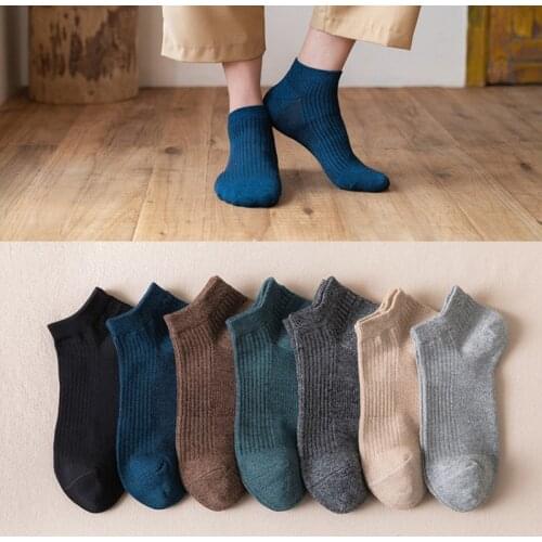 Mens socks 97% cotton solid color and reinforced mens boat socks breathable mesh comfortable sports business socks recommended