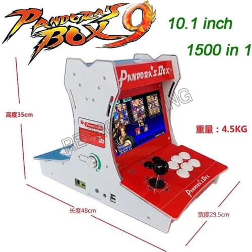 Pandoras Box 9 1500 in 1 bartop mini arcade 10.1 inch Dual screen 2 Players Fighting Arcade machine cabinet red blue Acrylic
