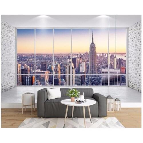Custom photo 3d wallpaper Balcony window city high building scenery television background wall room 3d wall murals wallpaper