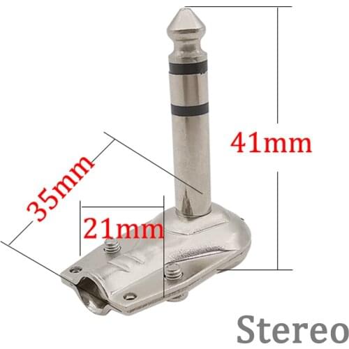 Right Angle 6.35mm Jack Plug 90 Degree 1/4" 6.35MM Stereo 3 Pole Speaker Guitar Phono Plug Pancake Audio Solder Wire Connector